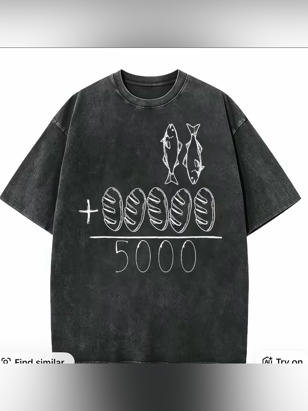 Washed Black Fish & Bread Graphic Tee - Unbranded